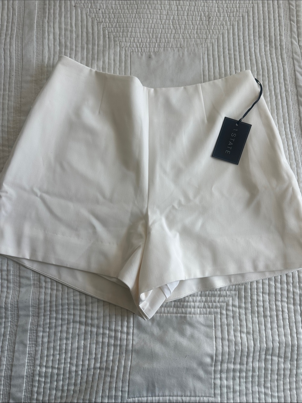 1. State White High-Waist Tailored Women's Shorts
